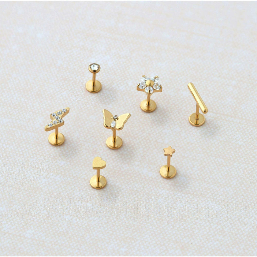 Bar Titanium Flat Back Stud Earring