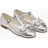 Nicky Hilton x La Coqueta Silver Tessa Leather Girl T-Bar Shoes