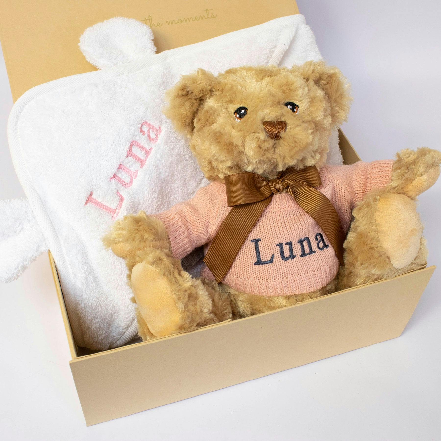 PERSONALIZED TEDDY AND TOWEL BABY GIFT SET