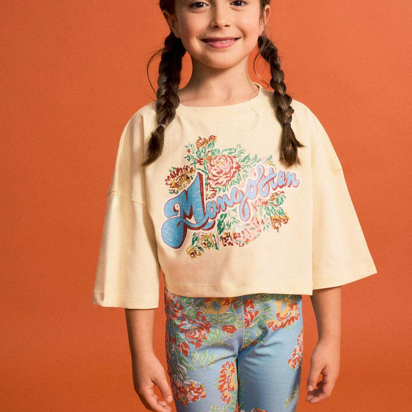 VINTAGE FLOWERS SHORT LEGGINGS LIGHT BLUE