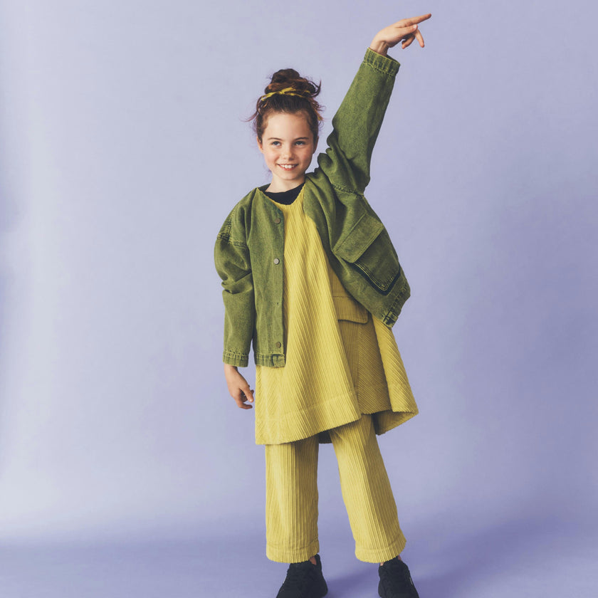 Kids Avery Acid Green Cord Dress