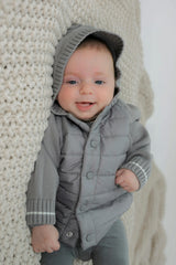 Quilted Hood Coat Grey