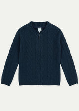 The Navy Merino Cashmere Zipped Bomber