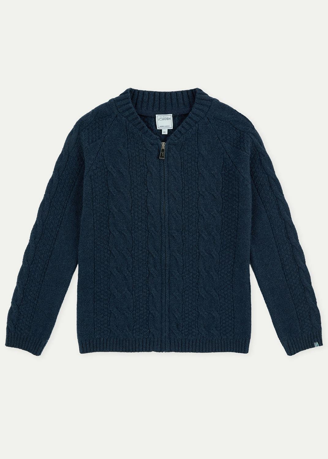 The Navy Merino Cashmere Zipped Bomber