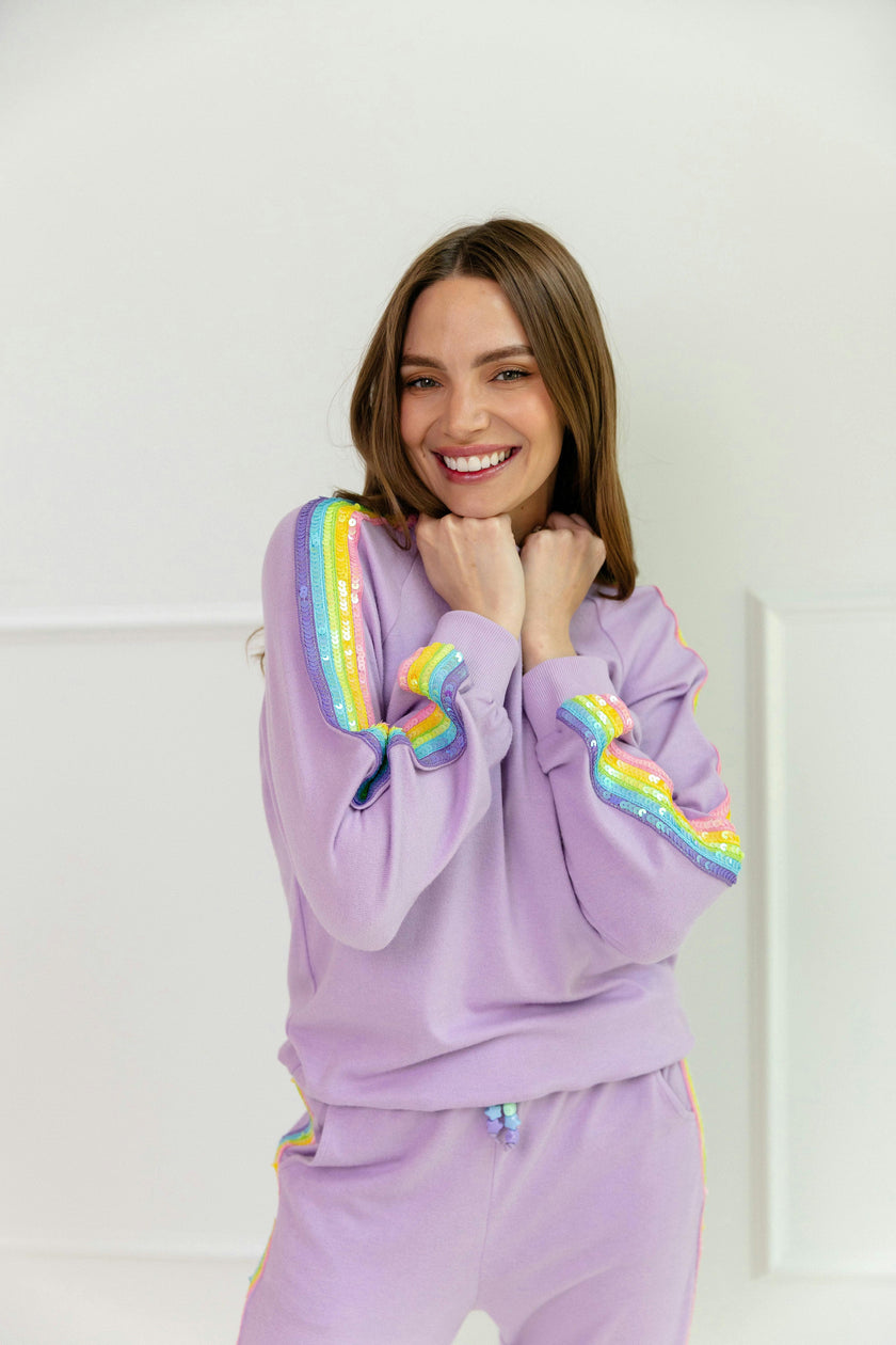 Women's Lavender Rainbow Sequin Set