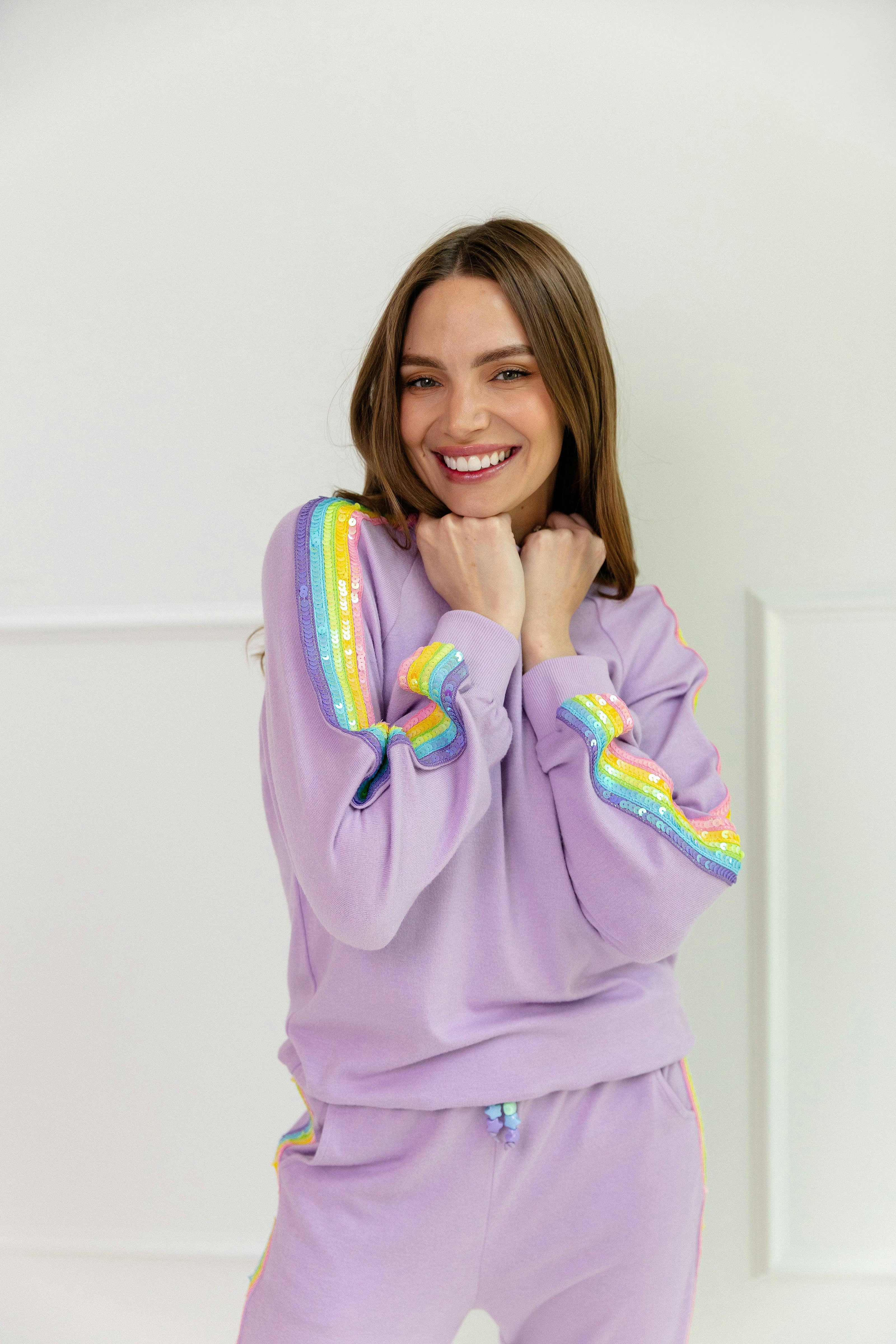 Women's Lavender Rainbow Sequin Set