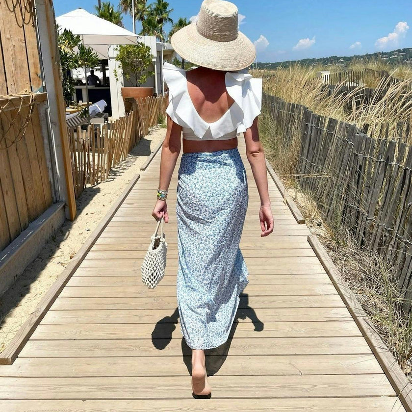 Wildflower Sun Hat (PreOrder Shipping June 15th) - Red Wide & Short Grosgrain Ribbon