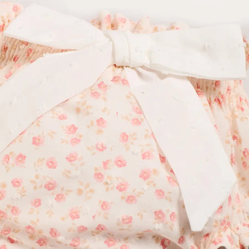 Martha Floral Bow Detail Swiss Voile Bloomers in Pink (1mth-12mths)
