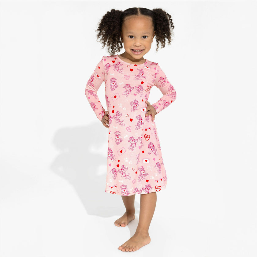PAW Patrol: Valentine's Pink Bamboo Girls' Long Sleeve Dress