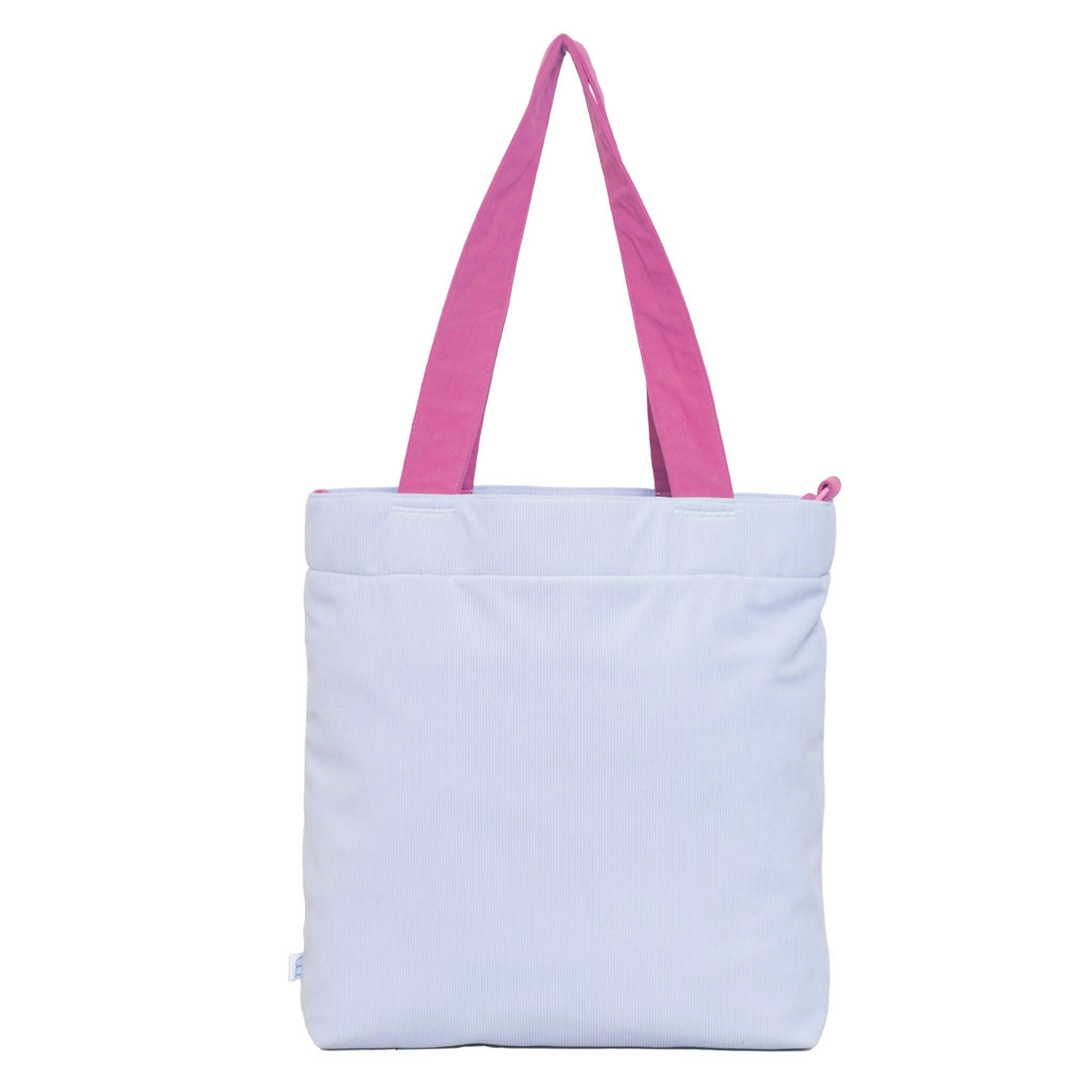 Color Block Tote – Corduroy & Sherpa Bag with Double Pockets + Cozy Coin Purse, BlueBell