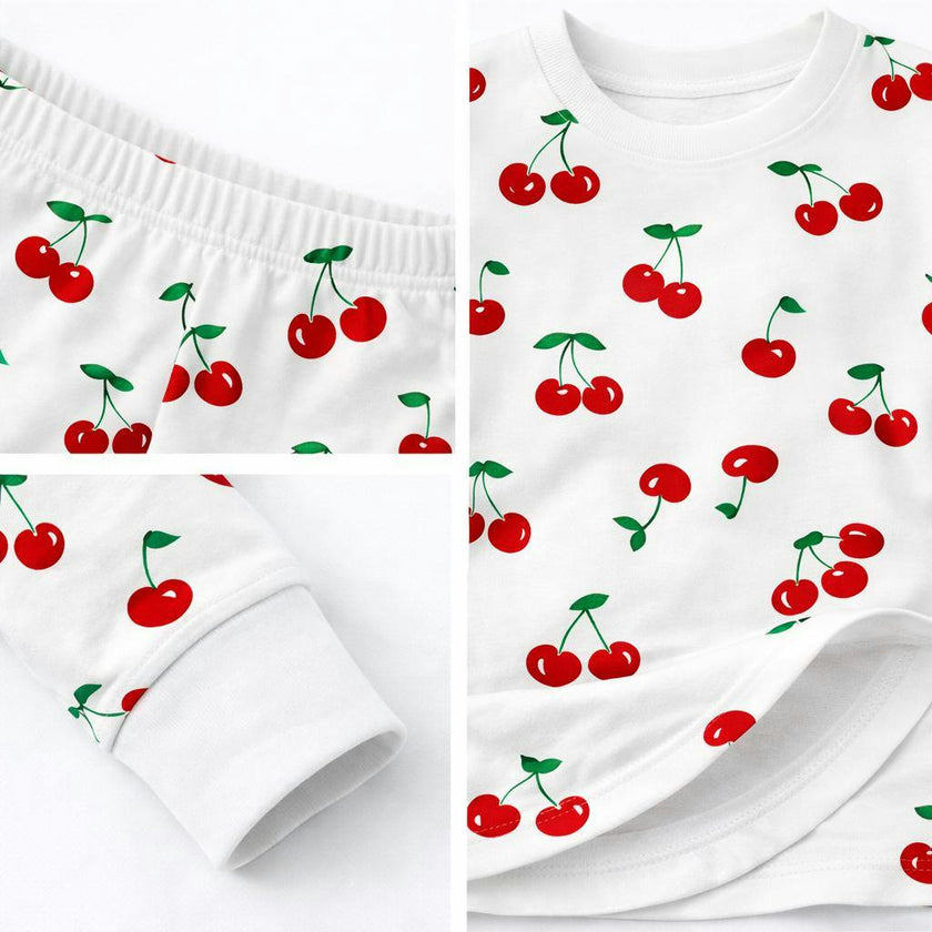 Kids and Toddlers 2 Pack Candy/Cherries Long Sleeve Snug Fitted Pajamas