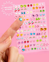 Girly Stick On Earrings - 65 sets, 130 pieces