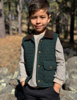 FISHER green padded vest with cord trim