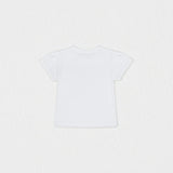 Elara Girl T-shirt Short Sleeve, White Aqua Bow
