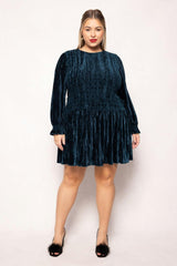 Lena Dress in Dark Teal Velvet
