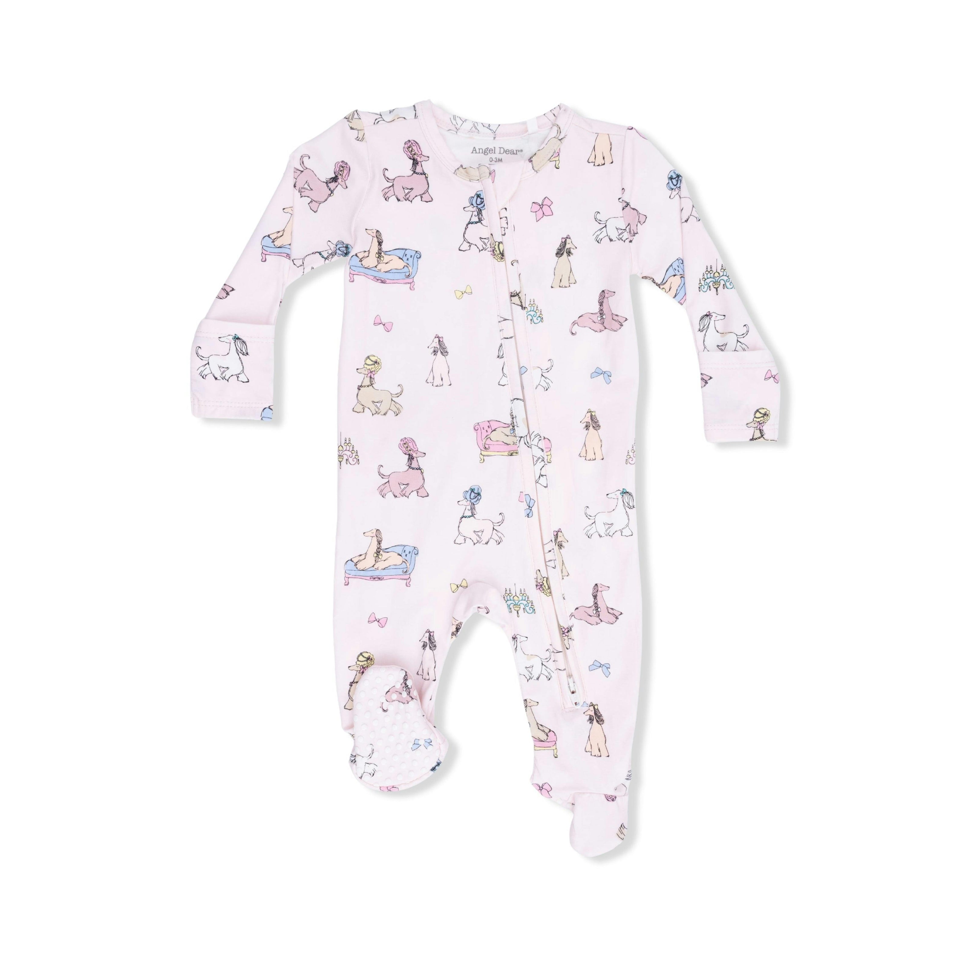 Fancy Hounds with Bows - 2 Way Ruffle Back Zipper Footie