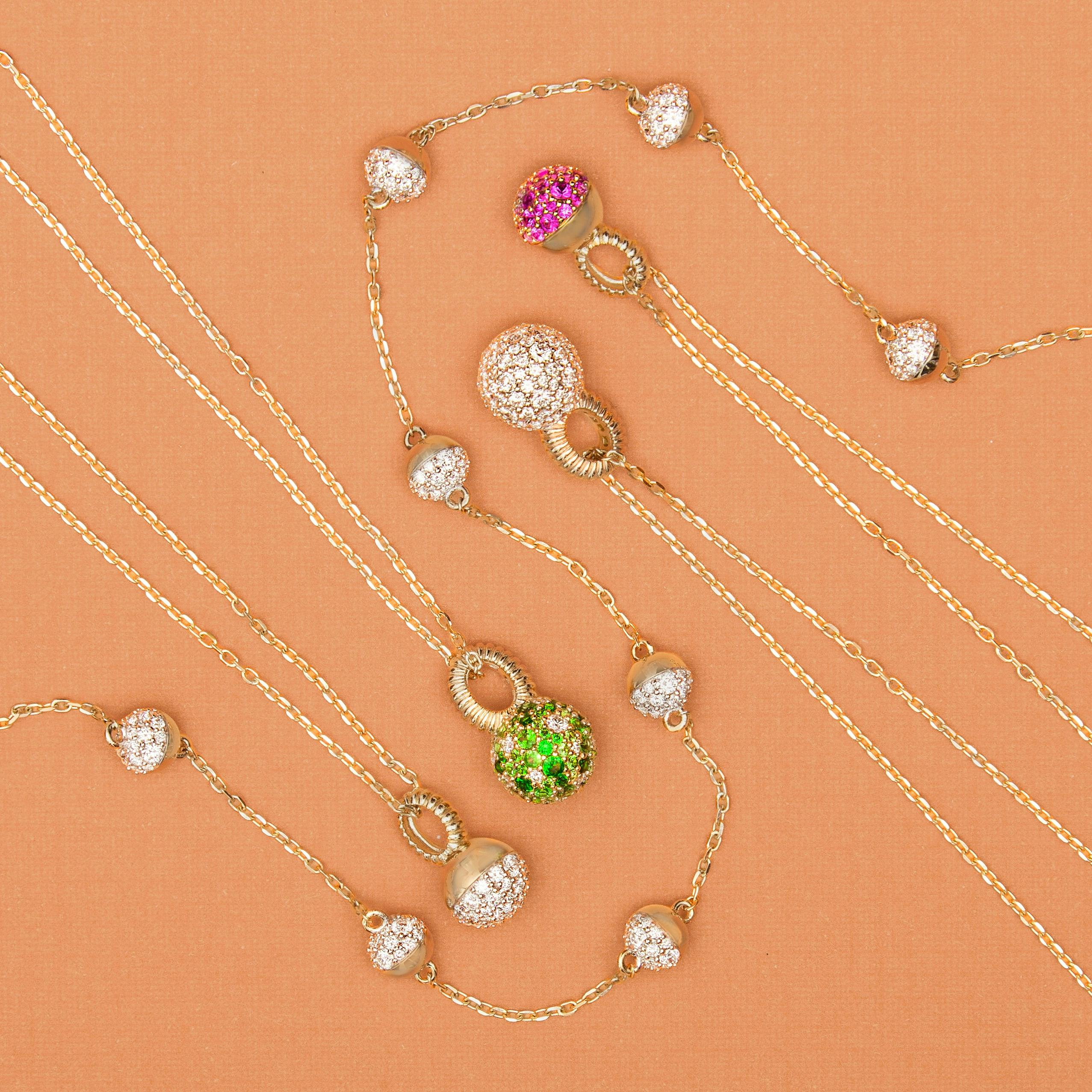 Revel Small Bobble Charm Necklace - Diamond