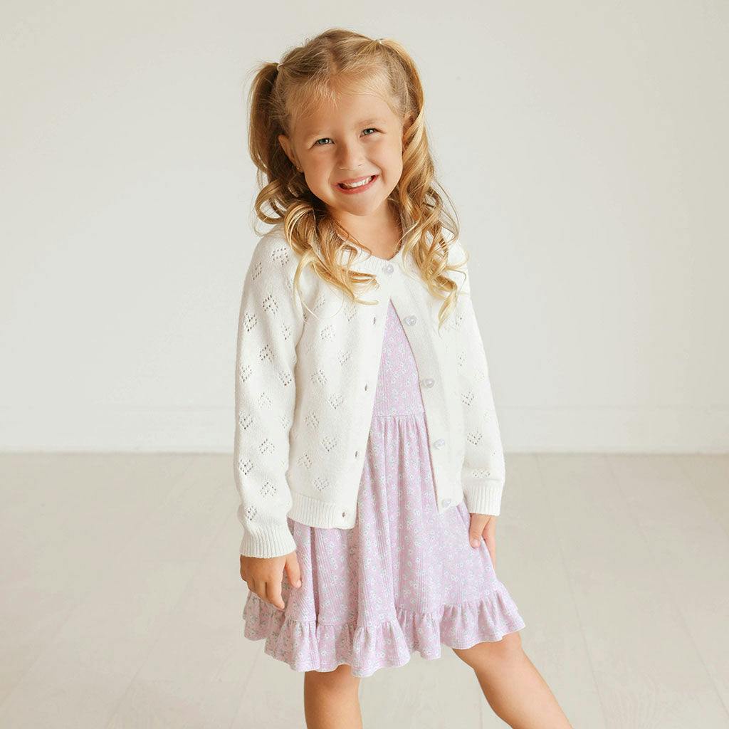 Coconut Pointelle Cardigan
