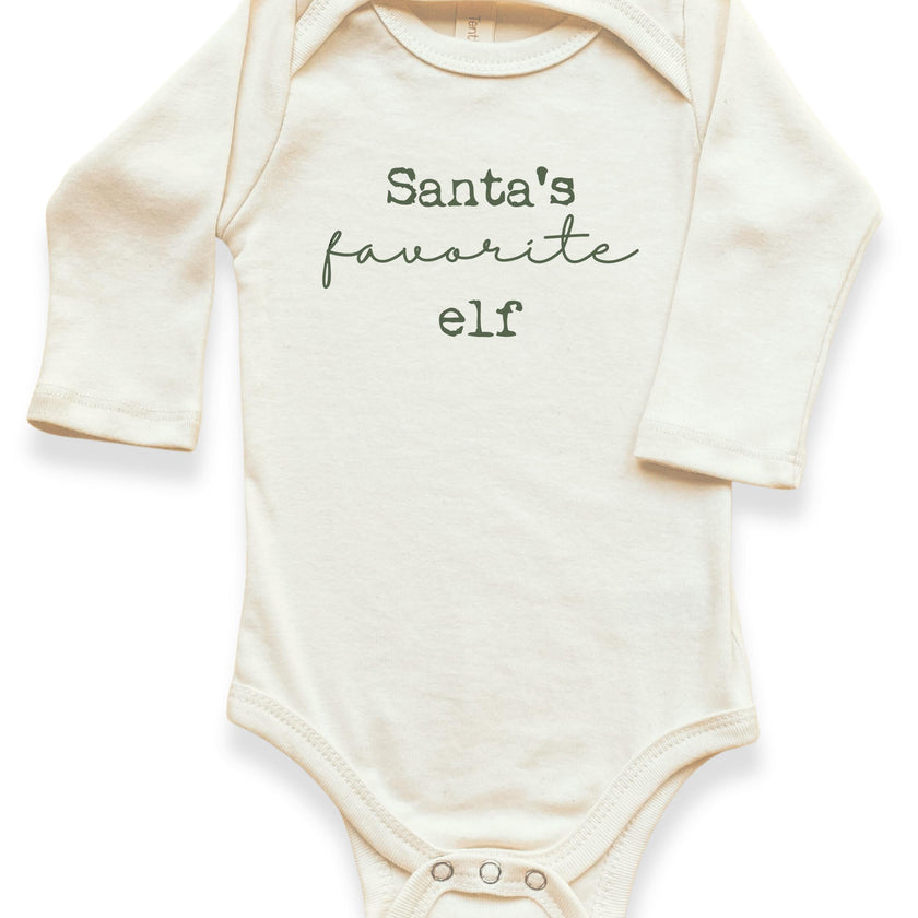 Santa's Favorite Elf Organic Baby Bodysuit Long Sleeve