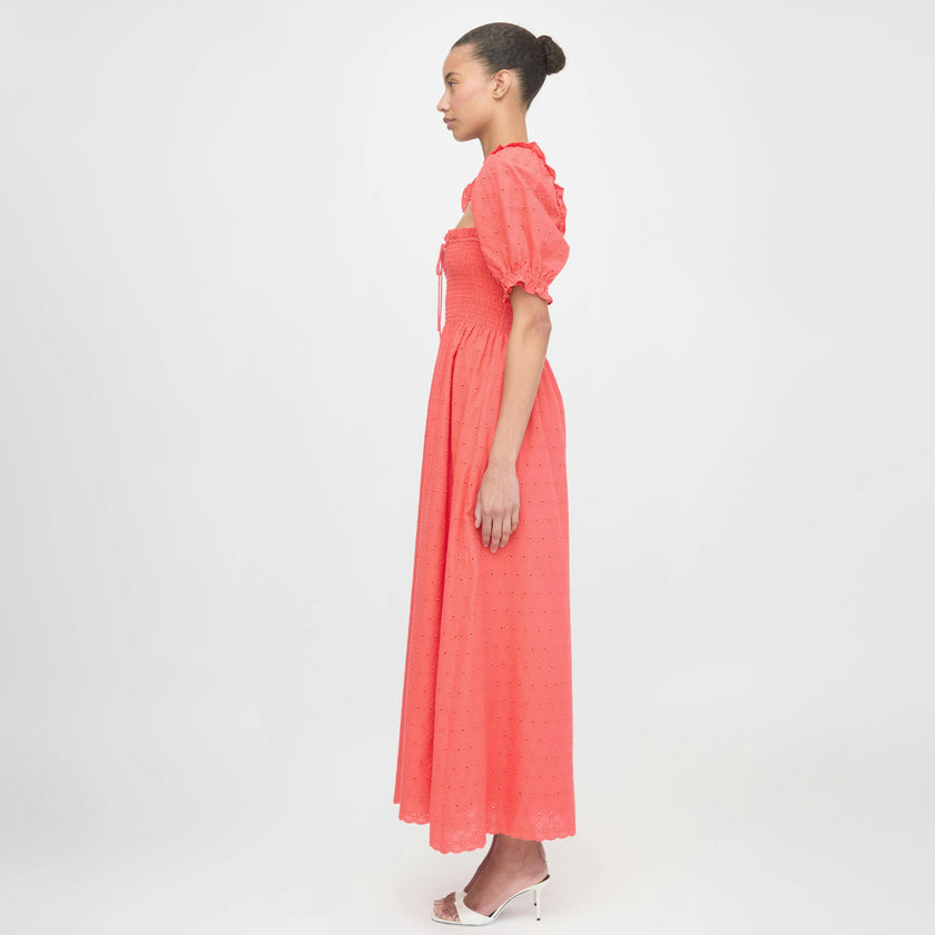 The Scarlett Nap Dress - Coral Daisy Broderie