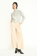 Klosters Pointelle Knit Half Zip in Feather