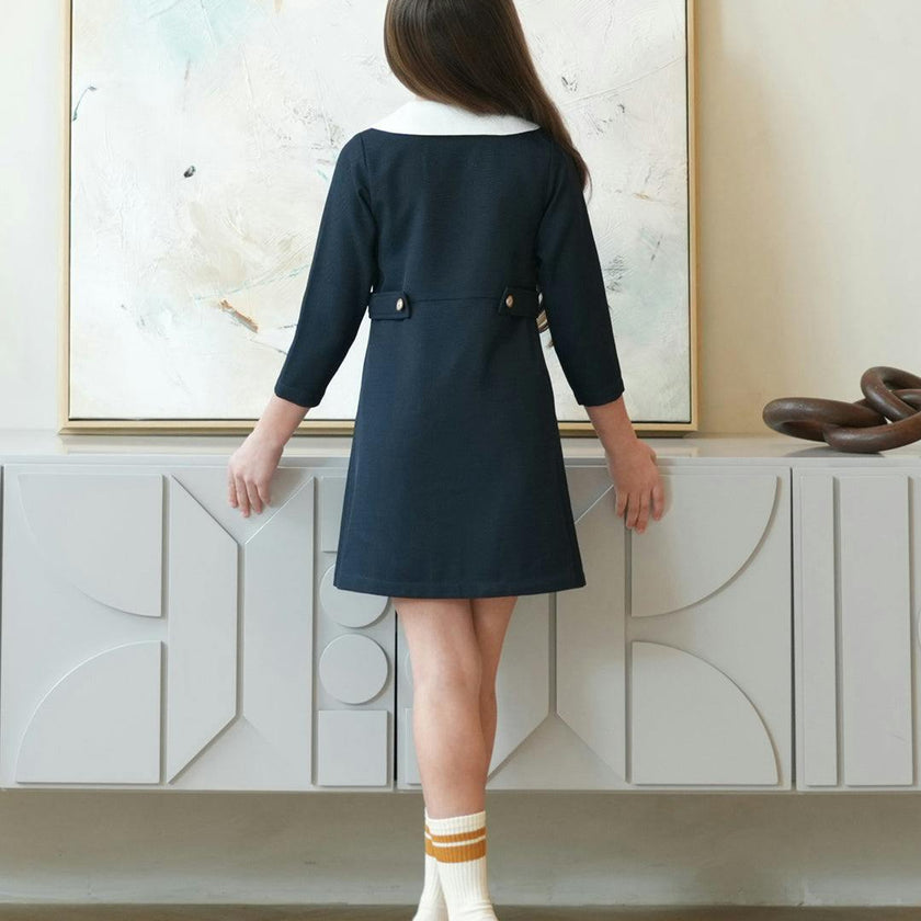 Zelie dress (dark-sapphire tweed)