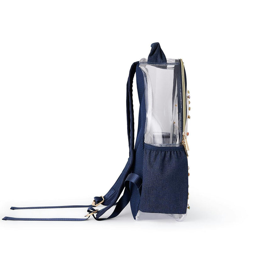 Denim and Gems Clear Backpack by Packed Party | 17" Cute Backpack for Girls