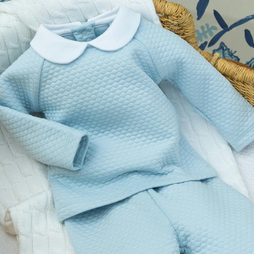 Quilted Pant Set - Light Blue