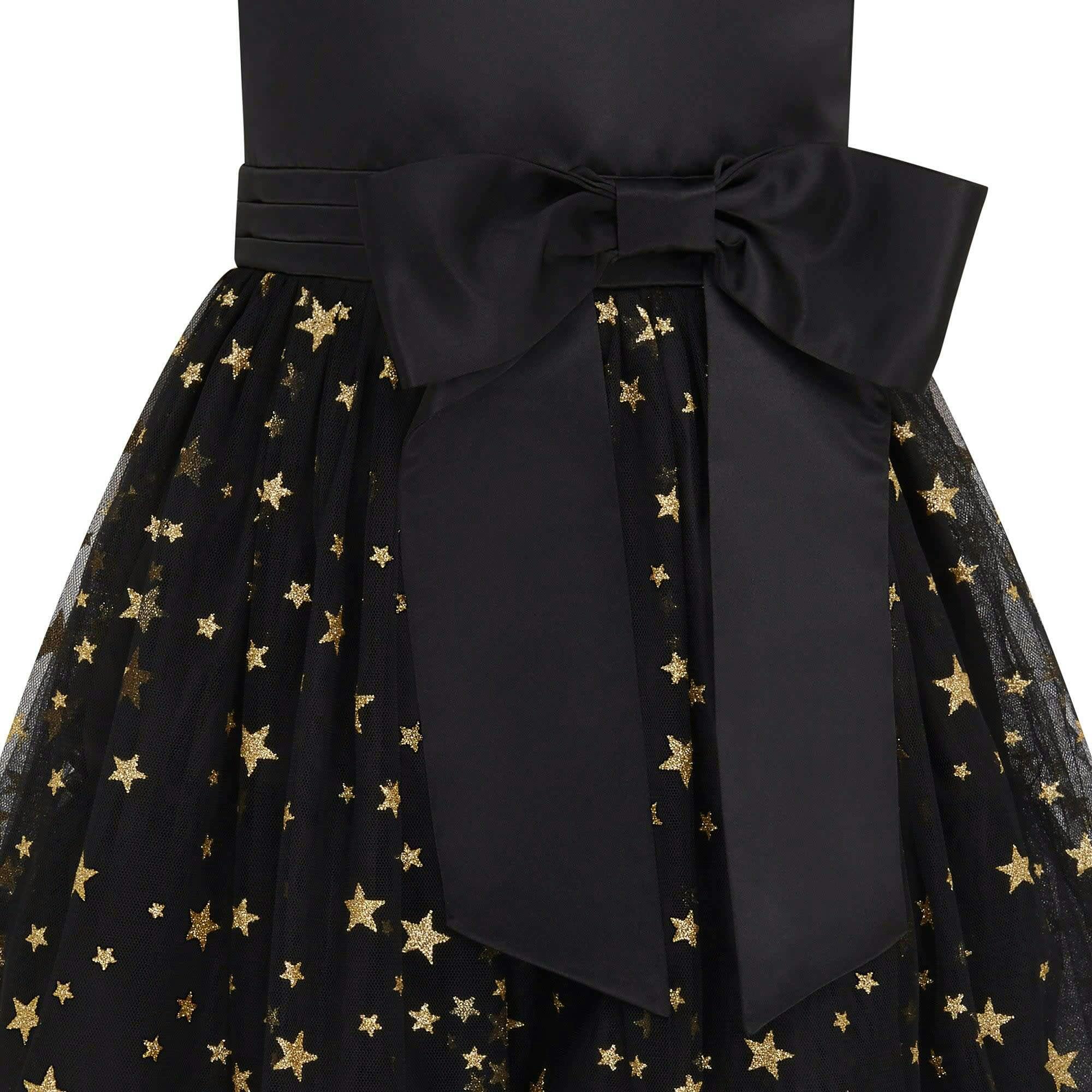 Stella Satin & Gold Star Girls Party Dress
