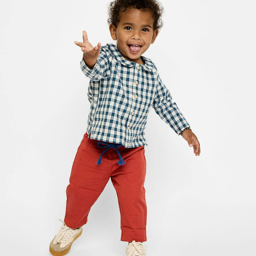 Jefferson Baby Shirt, Blue Picnic Check