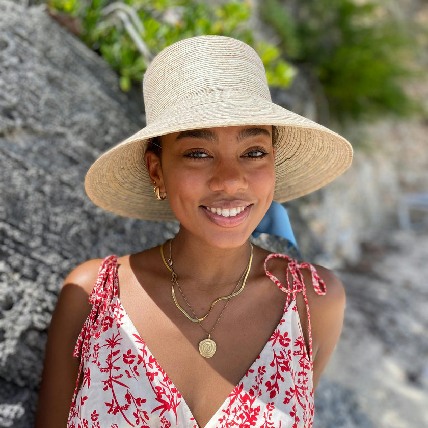 Clematis Bucket Hat (PreOrder Shipping June 19th) - Vintage Blue Azure Tapestry Short Ribbon