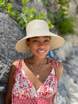 Clematis Bucket Hat (PreOrder Shipping June 19th) - Vintage Blue Azure Tapestry Short Ribbon