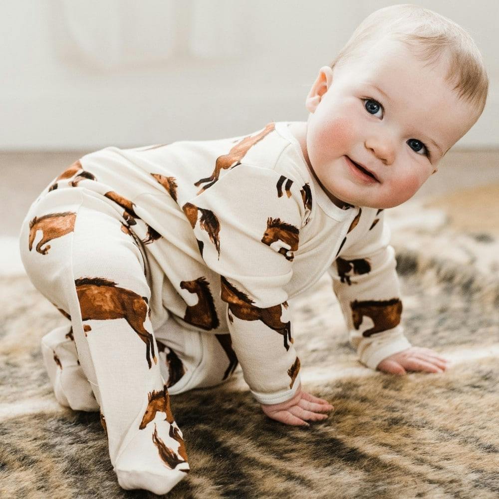 Valais Sheep Bamboo Zipper Footed Romper
