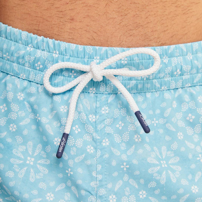 Sky Blue Bandana Men's Swim Shorts