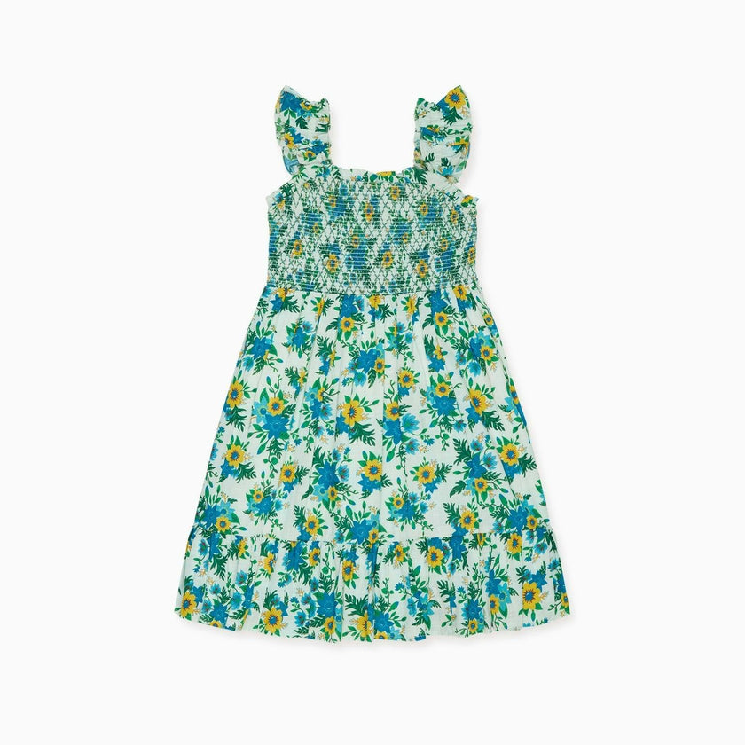Green Floral Georgia Girl Hand-Smocked Dress