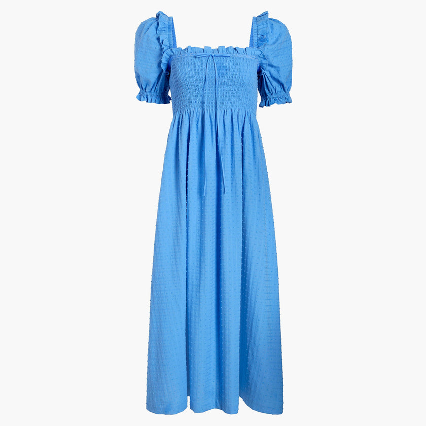 The Scarlett Nap Dress - Hydrangea Blue Textured Clip Dot