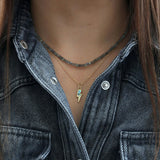 Abalone Lightning Bolt Charm Necklace
