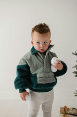 Boys Sherpa Pullover in Sea Pine