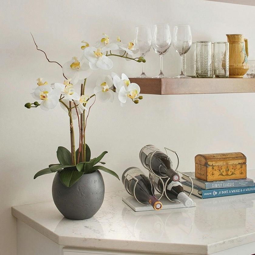 Artificial White Double Stem Orchid
