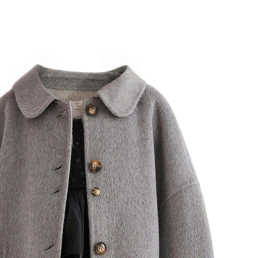 Gray Wool Coat with Peter Pan Collar