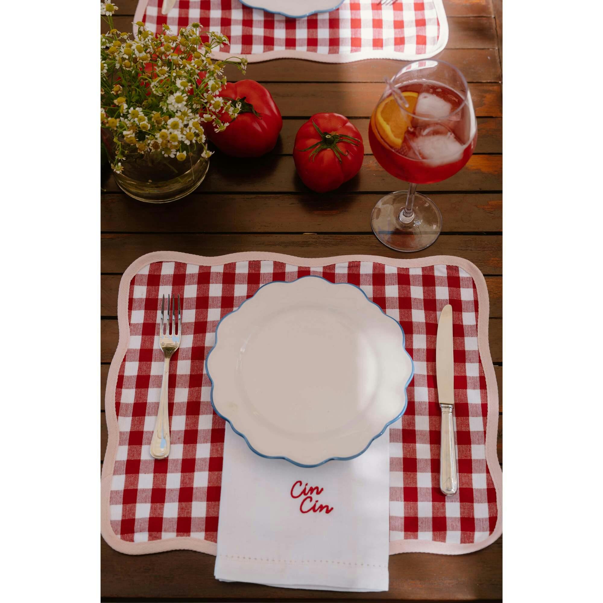 'Cin Cin' Linen-Cotton Hemstitch Dinner Napkins, Set of 4