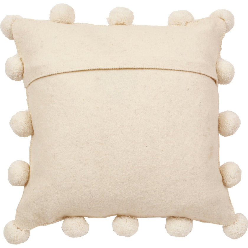 Cream Pom Poms Cream - Hand Felted Wool Pillow - 20" Arcadia Home