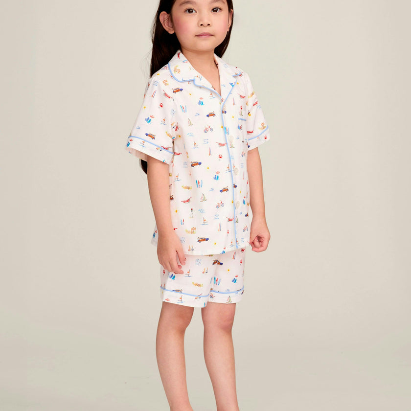 Kid's Twill Pajama Short Set in Summer Nostalgia