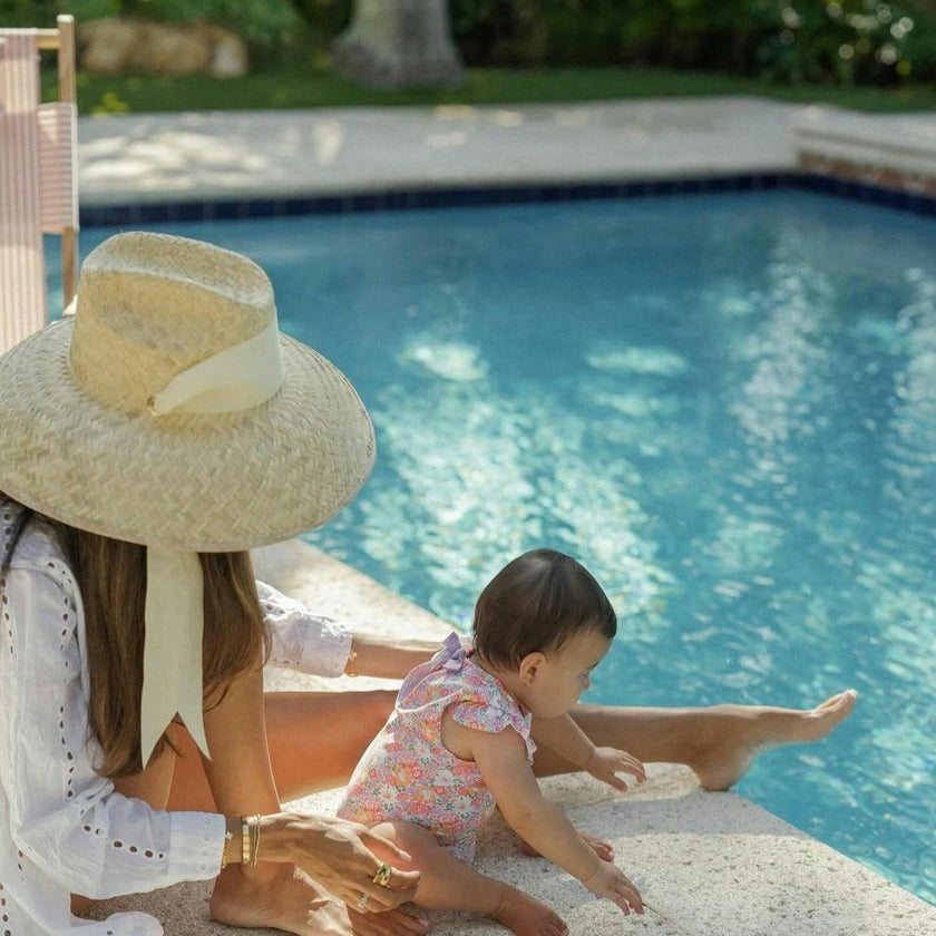 Begonia Sun Hat - Long French Blue Grosgrain Ribbon