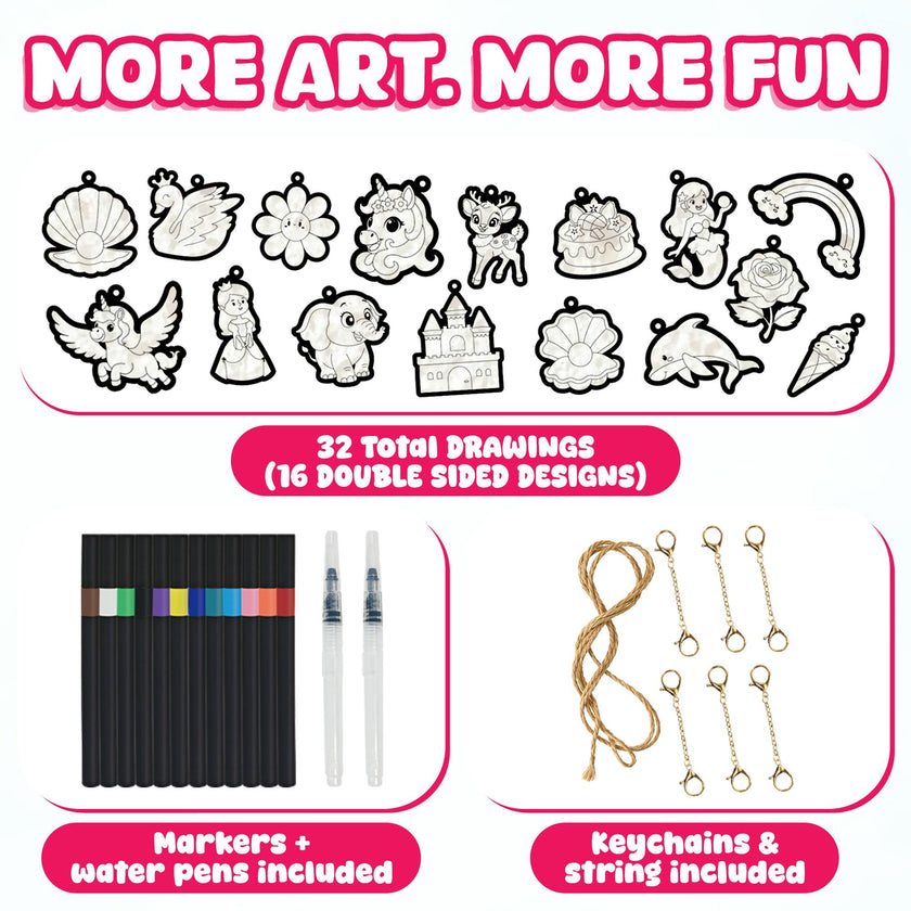Aqua Fluffs Mess-Free 3D Art Kit for Kids Double-Sided Water-Activated Craft with Dinosaur & Space Designs, No Glue or Paint, Creative Activity Ages 3–8