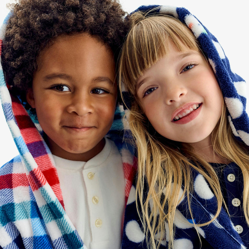 Kids plush fleece robe in snow day