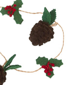 Handmade Christmas Garland and Bunting - Pinecones and Holly Berries Felt and Jute - 6' Arcadia Home