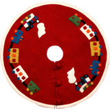 Handmade Toy Train Red Christmas Tree Skirt Felt 26"/60" Arcadia Home