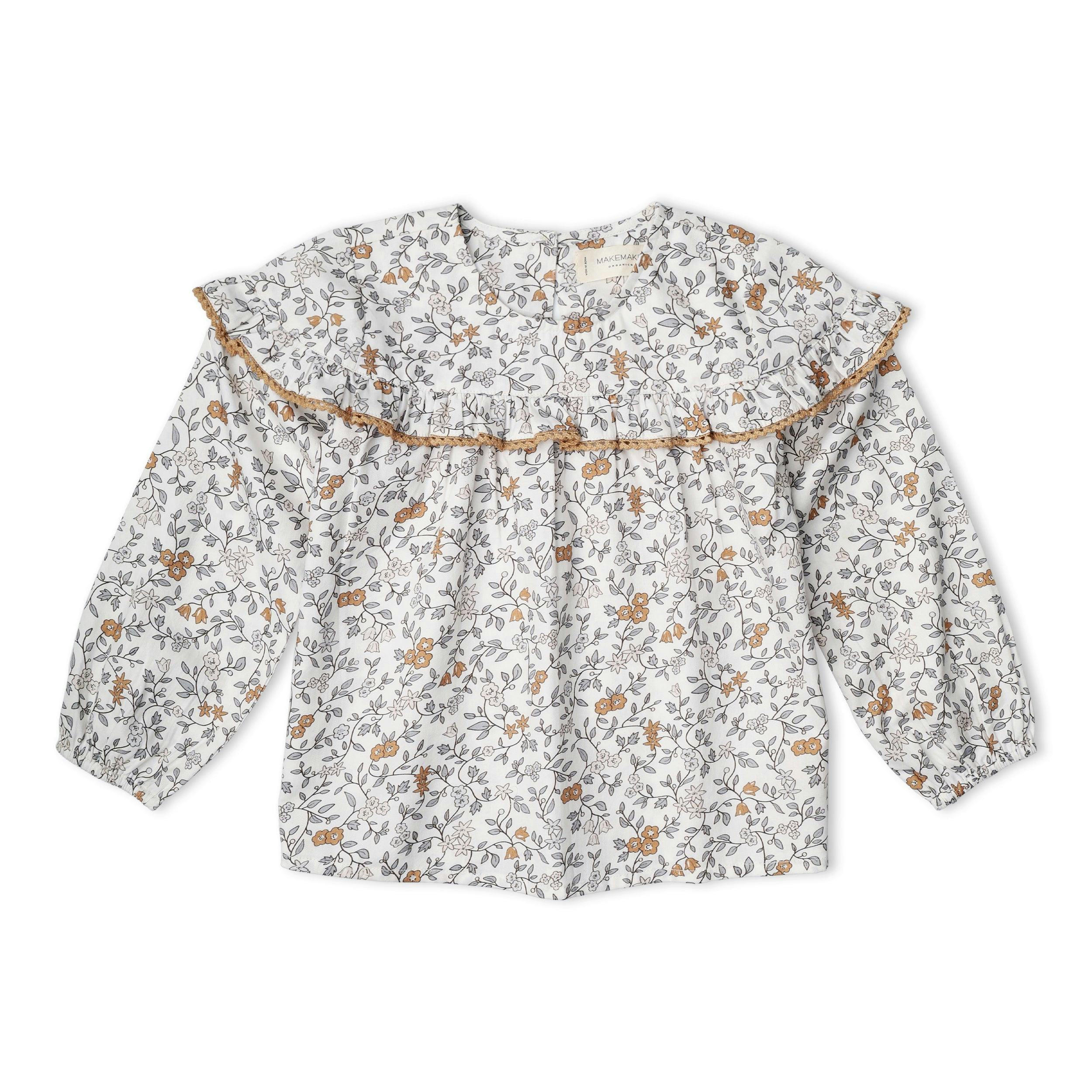 Organic Ruffle Cotton Blouse - Ivy
