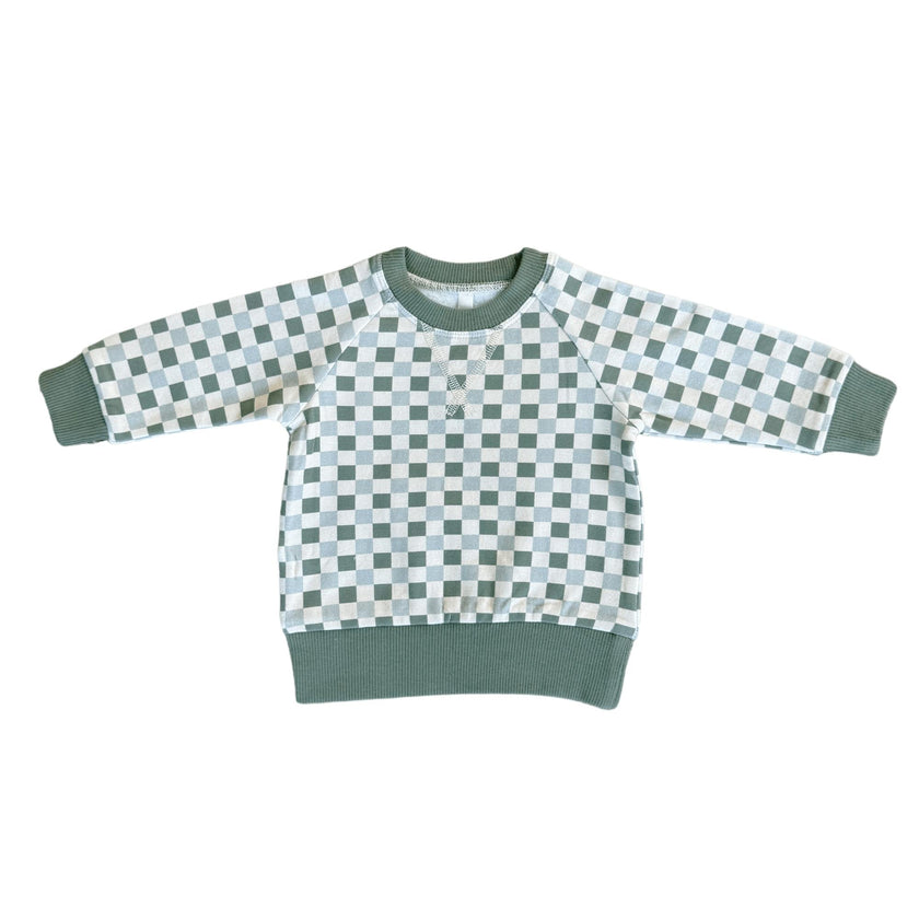 Boys Fleece Sweatshirt in Fern Checkered